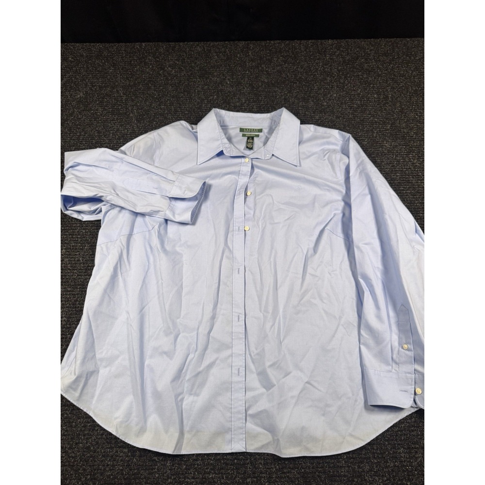 Lauren Ralph Lauren Shirt Womens 3X Blue Non Iron Cotton Button Down LRL